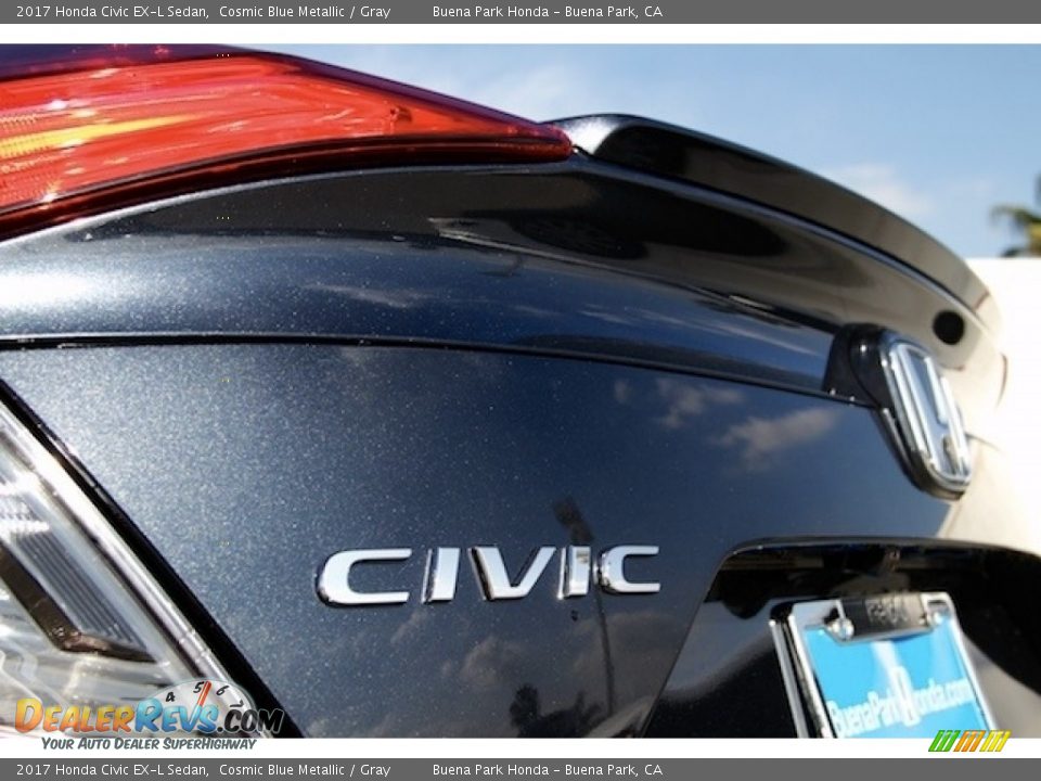 2017 Honda Civic EX-L Sedan Cosmic Blue Metallic / Gray Photo #3