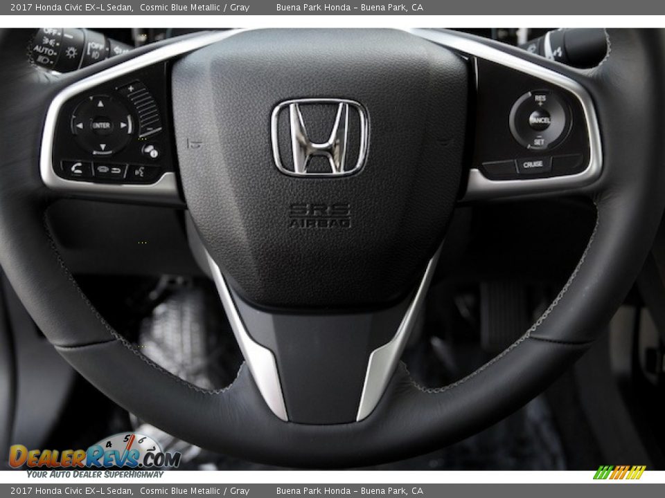 2017 Honda Civic EX-L Sedan Cosmic Blue Metallic / Gray Photo #10