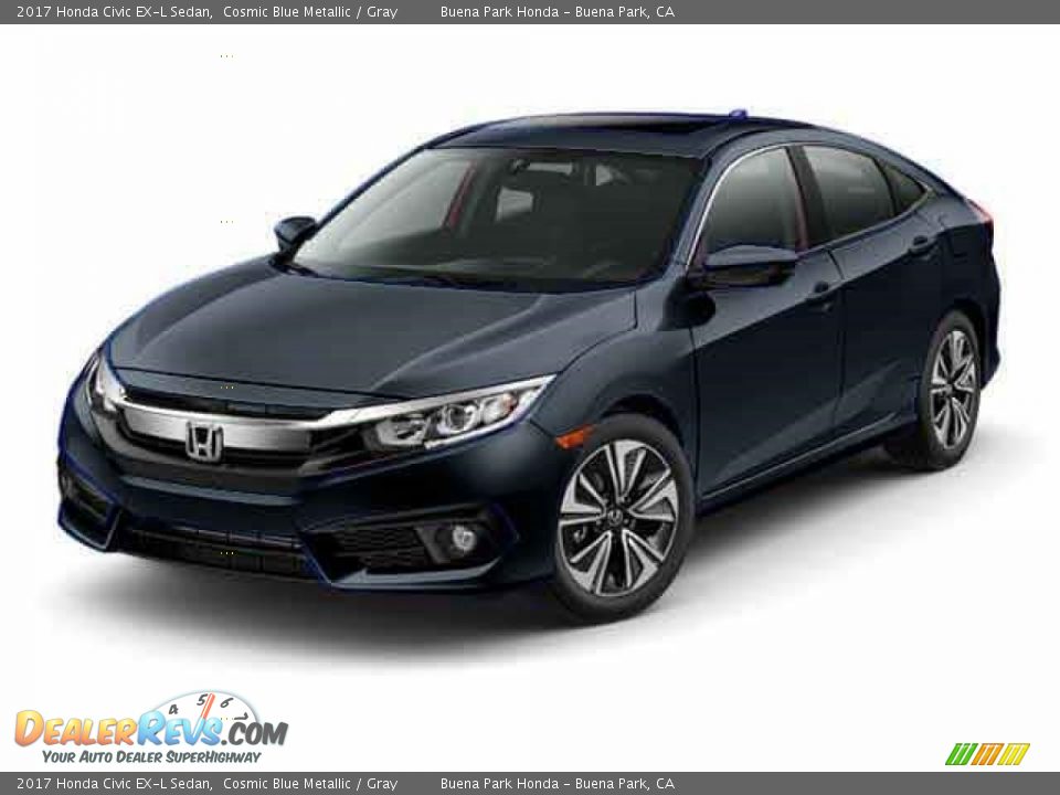2017 Honda Civic EX-L Sedan Cosmic Blue Metallic / Gray Photo #19
