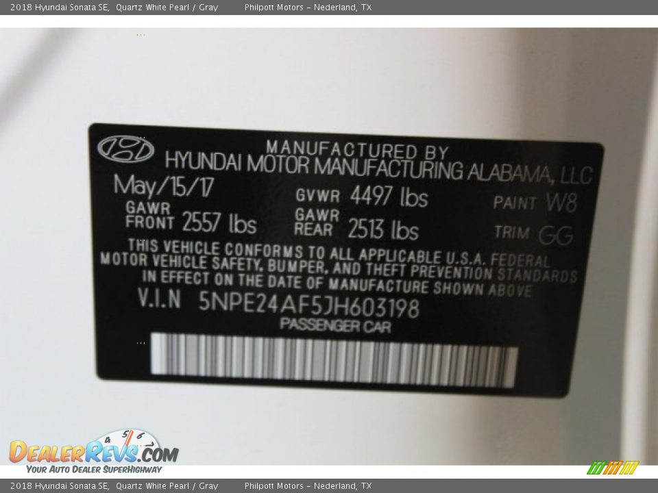 2018 Hyundai Sonata SE Quartz White Pearl / Gray Photo #28