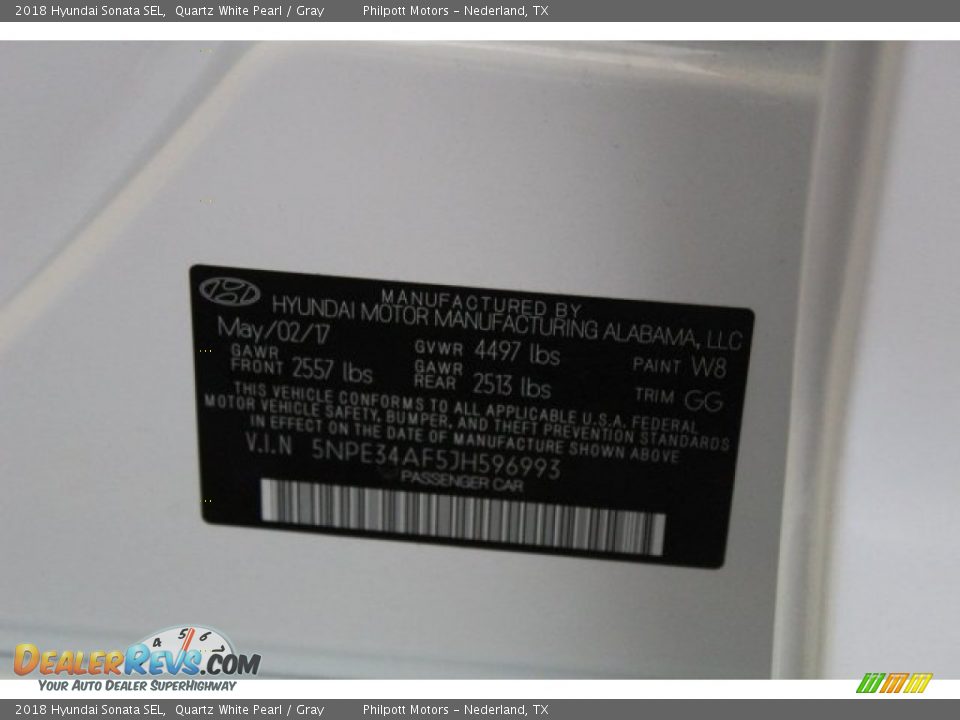 2018 Hyundai Sonata SEL Quartz White Pearl / Gray Photo #29