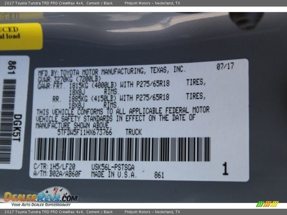 2017 Toyota Tundra TRD PRO CrewMax 4x4 Cement / Black Photo #28