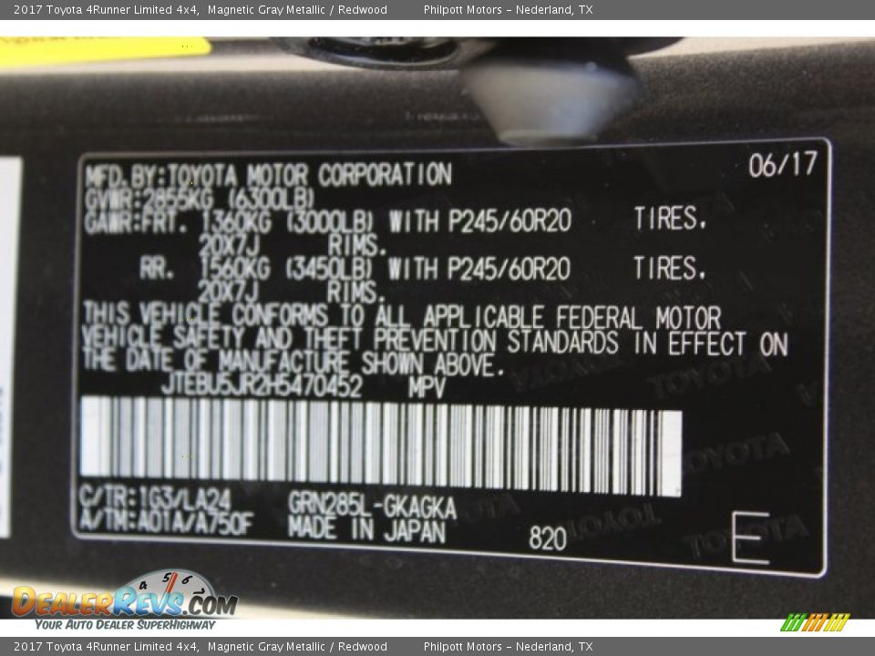 2017 Toyota 4Runner Limited 4x4 Magnetic Gray Metallic / Redwood Photo #33