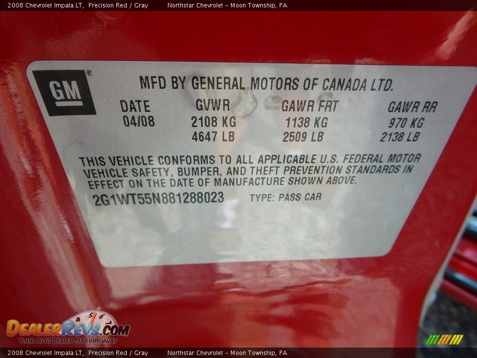 2008 Chevrolet Impala LT Precision Red / Gray Photo #14