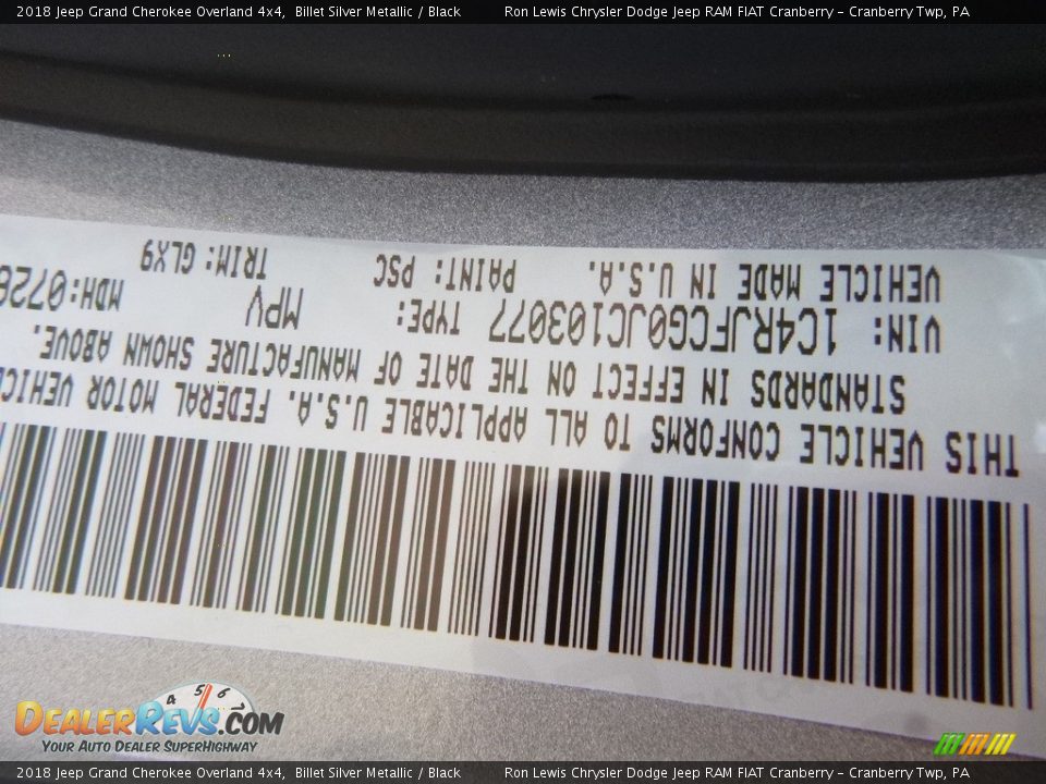 2018 Jeep Grand Cherokee Overland 4x4 Billet Silver Metallic / Black Photo #15