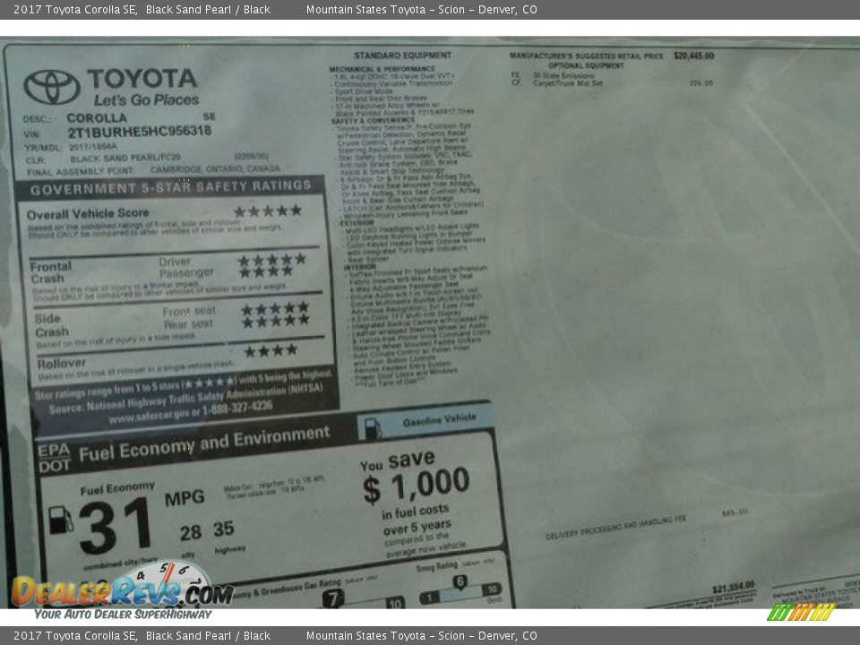 2017 Toyota Corolla SE Black Sand Pearl / Black Photo #10