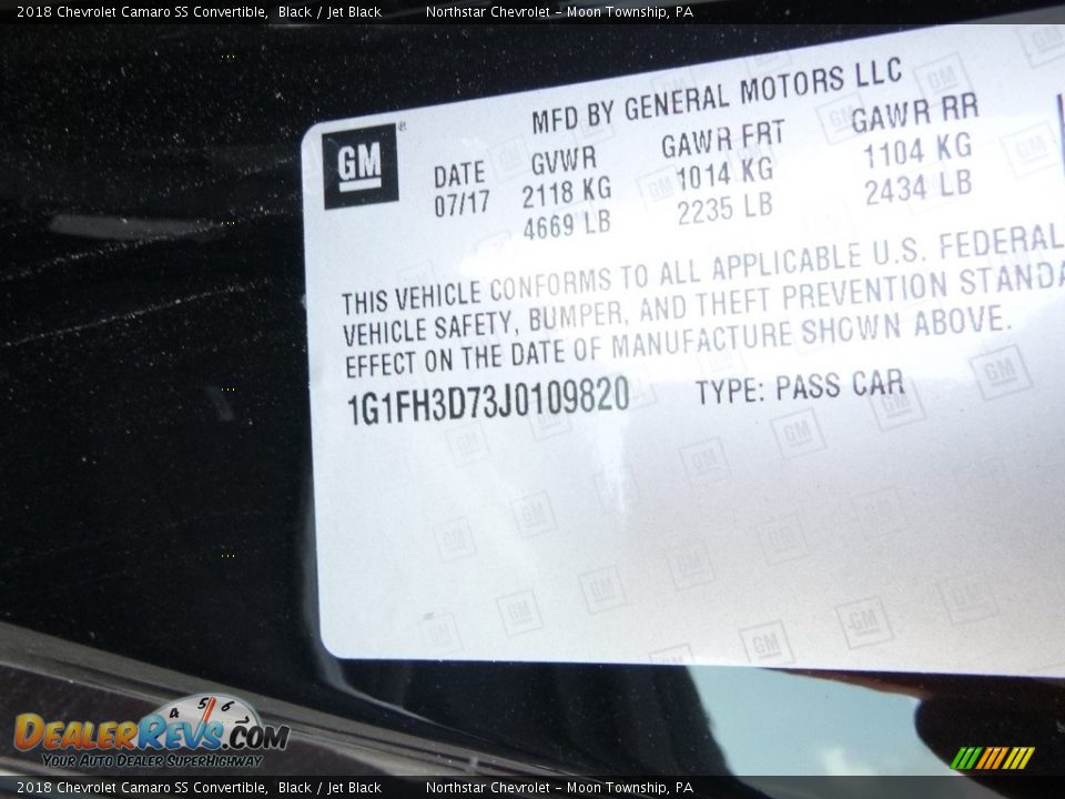 2018 Chevrolet Camaro SS Convertible Black / Jet Black Photo #16