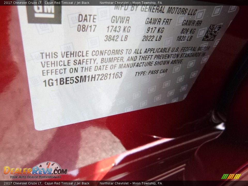 2017 Chevrolet Cruze LT Cajun Red Tintcoat / Jet Black Photo #17