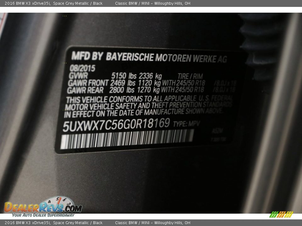 2016 BMW X3 xDrive35i Space Grey Metallic / Black Photo #12