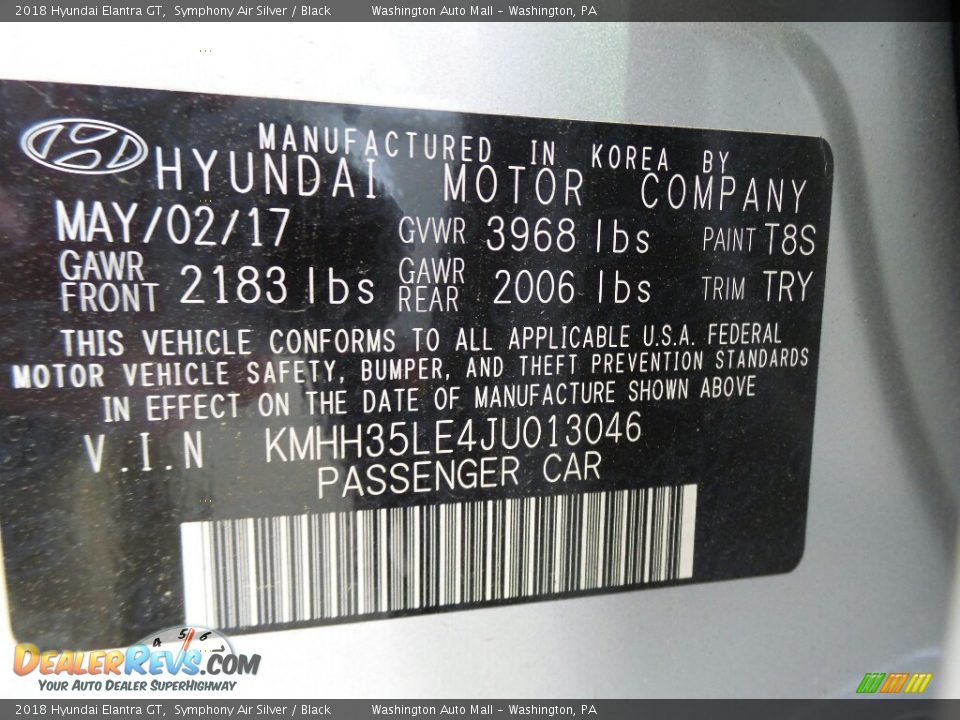 2018 Hyundai Elantra GT Symphony Air Silver / Black Photo #8