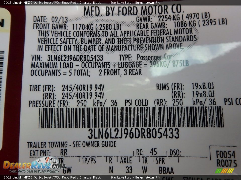 2013 Lincoln MKZ 2.0L EcoBoost AWD Ruby Red / Charcoal Black Photo #15