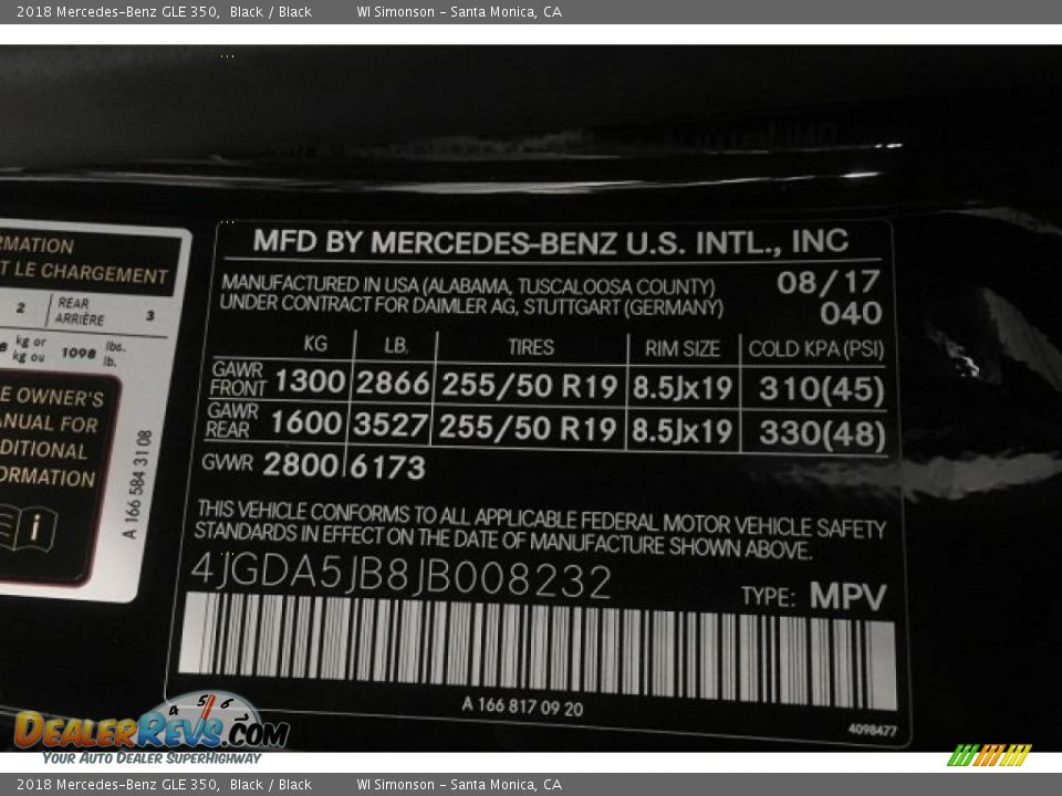 2018 Mercedes-Benz GLE 350 Black / Black Photo #10