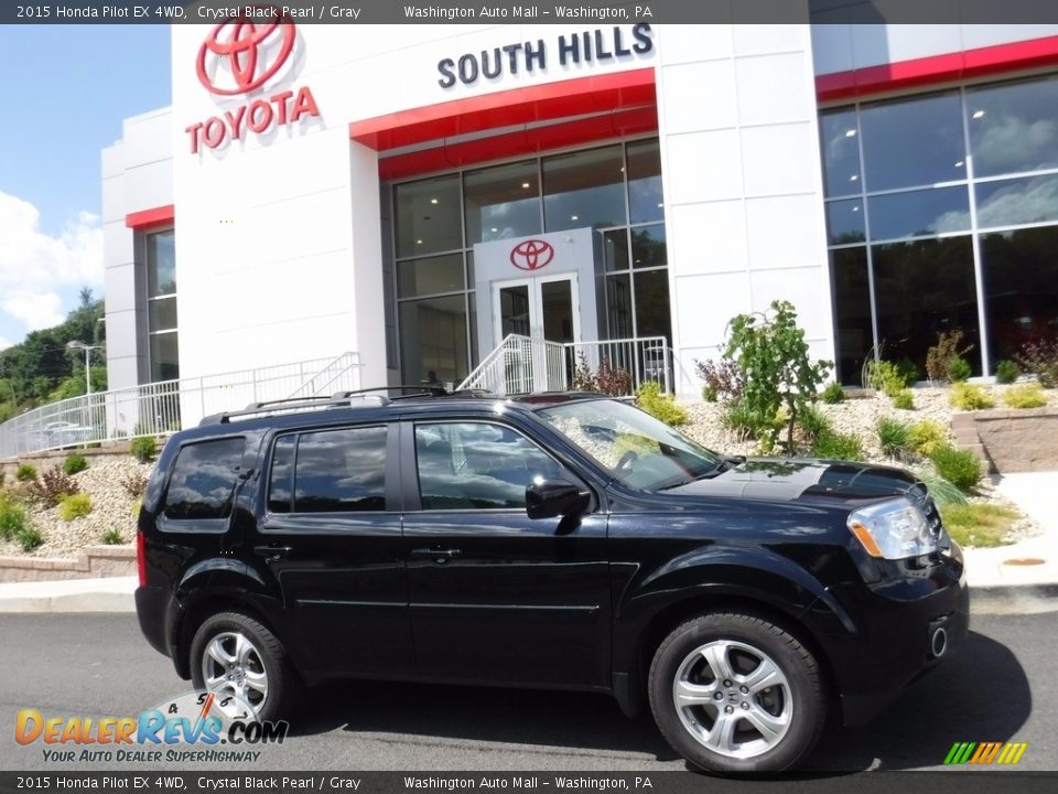 2015 Honda Pilot EX 4WD Crystal Black Pearl / Gray Photo #2
