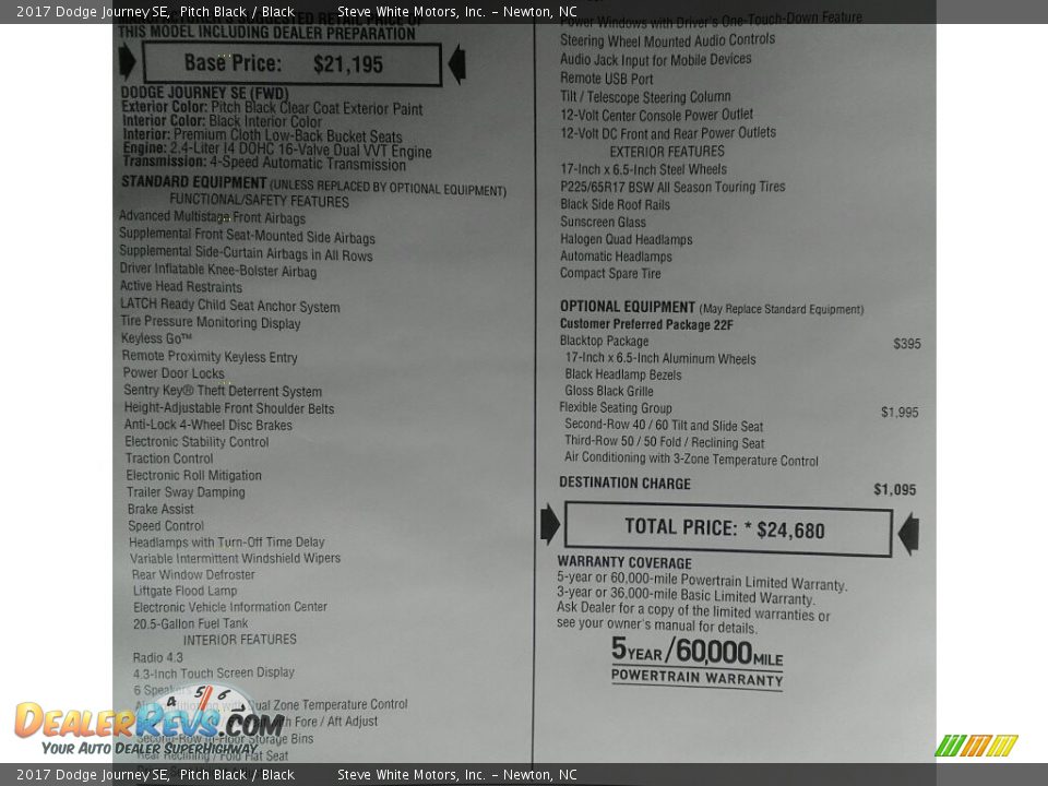 2017 Dodge Journey SE Pitch Black / Black Photo #28