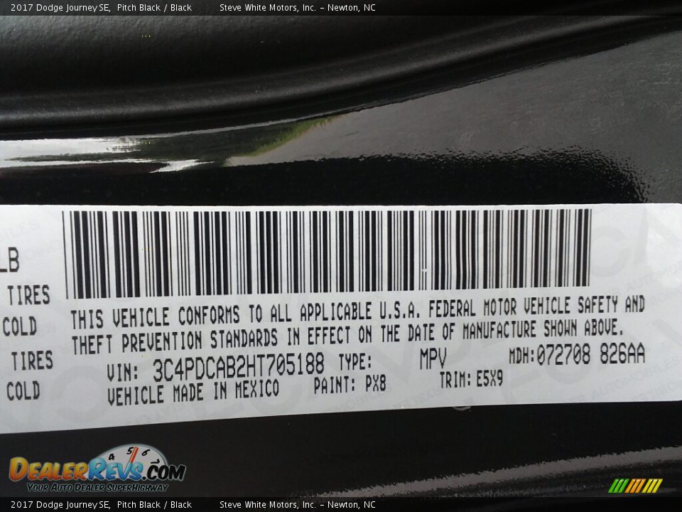 2017 Dodge Journey SE Pitch Black / Black Photo #29