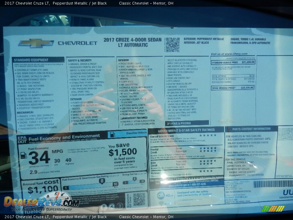 2017 Chevrolet Cruze LT Pepperdust Metallic / Jet Black Photo #6