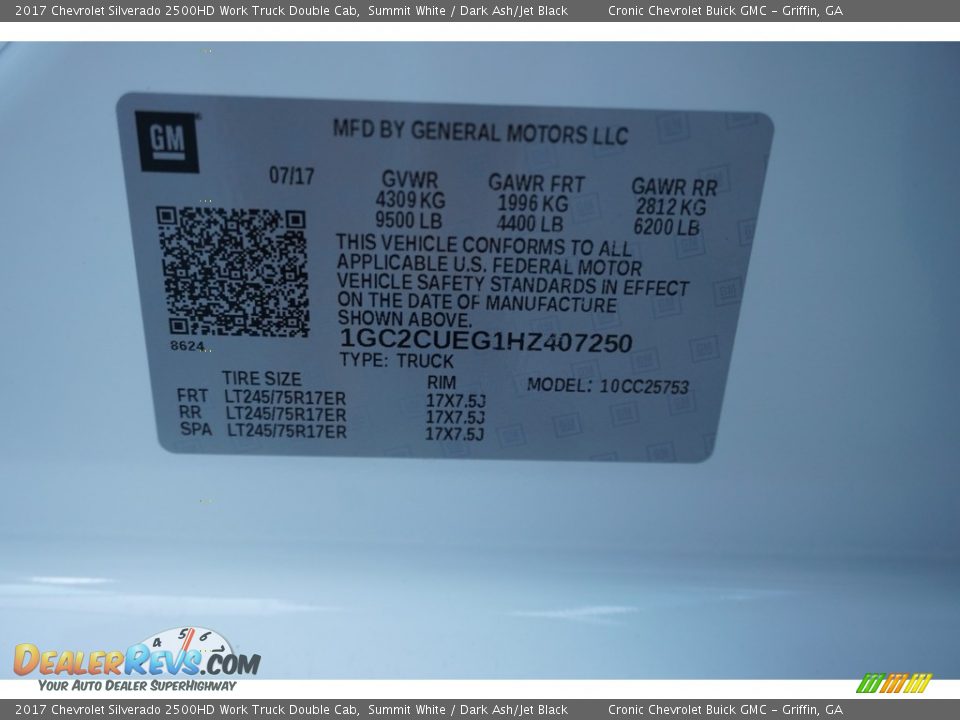 2017 Chevrolet Silverado 2500HD Work Truck Double Cab Summit White / Dark Ash/Jet Black Photo #14