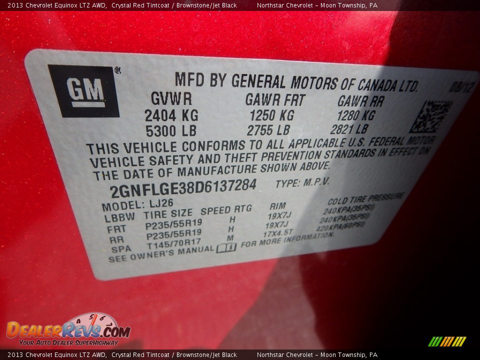 2013 Chevrolet Equinox LTZ AWD Crystal Red Tintcoat / Brownstone/Jet Black Photo #28