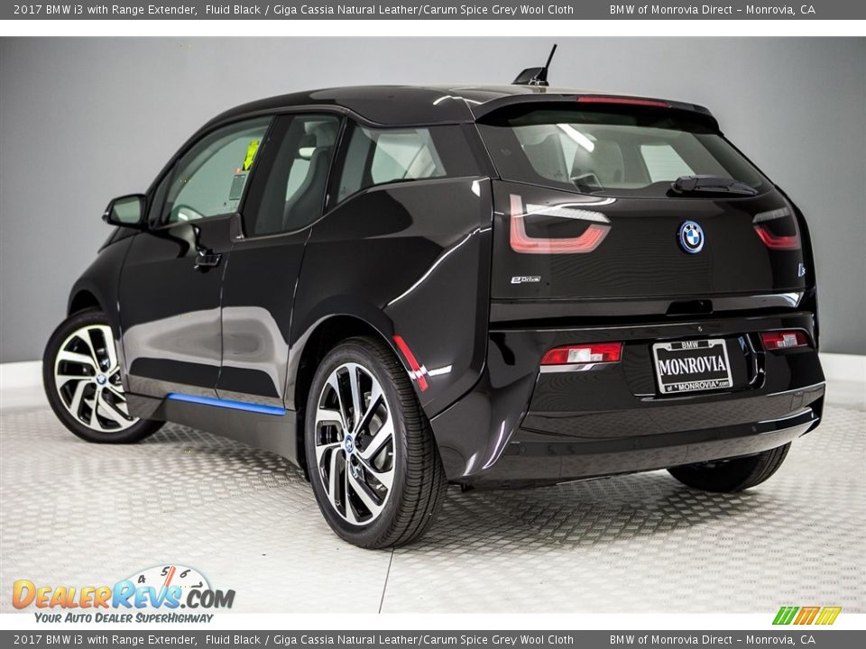 2017 BMW i3 with Range Extender Fluid Black / Giga Cassia Natural Leather/Carum Spice Grey Wool Cloth Photo #3