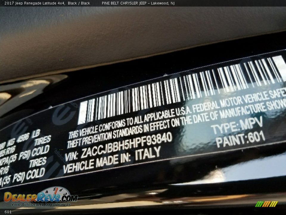 Jeep Color Code 601 Black