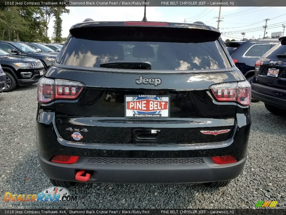 2018 Jeep Compass Trailhawk 4x4 Diamond Black Crystal Pearl / Black/Ruby Red Photo #5