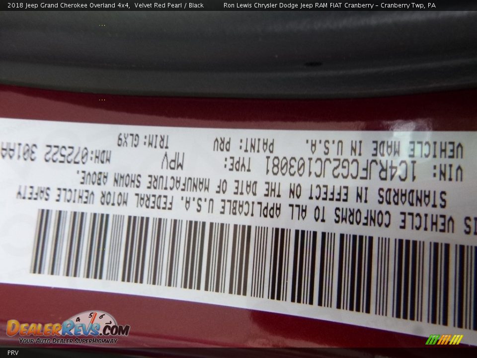 Jeep Color Code PRV Velvet Red Pearl