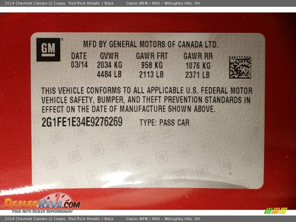 2014 Chevrolet Camaro LS Coupe Red Rock Metallic / Black Photo #18