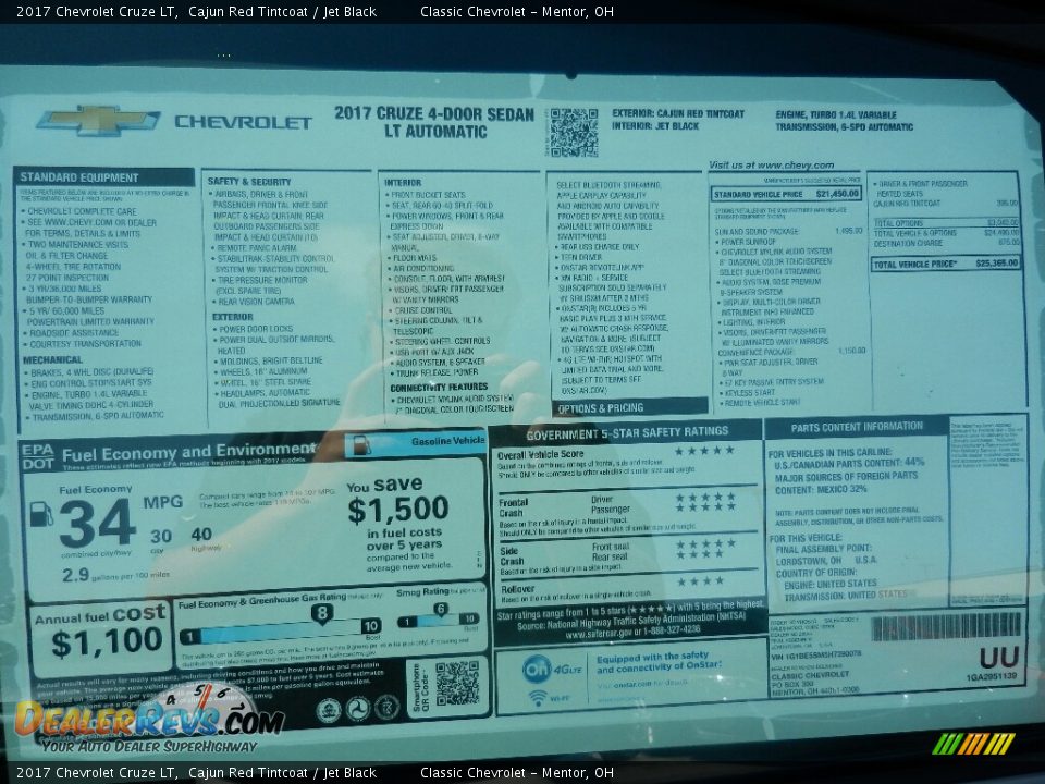 2017 Chevrolet Cruze LT Cajun Red Tintcoat / Jet Black Photo #6