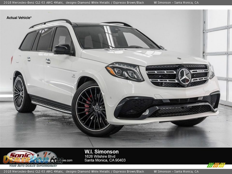 2018 Mercedes-Benz GLS 63 AMG 4Matic designo Diamond White Metallic / Espresso Brown/Black Photo #1