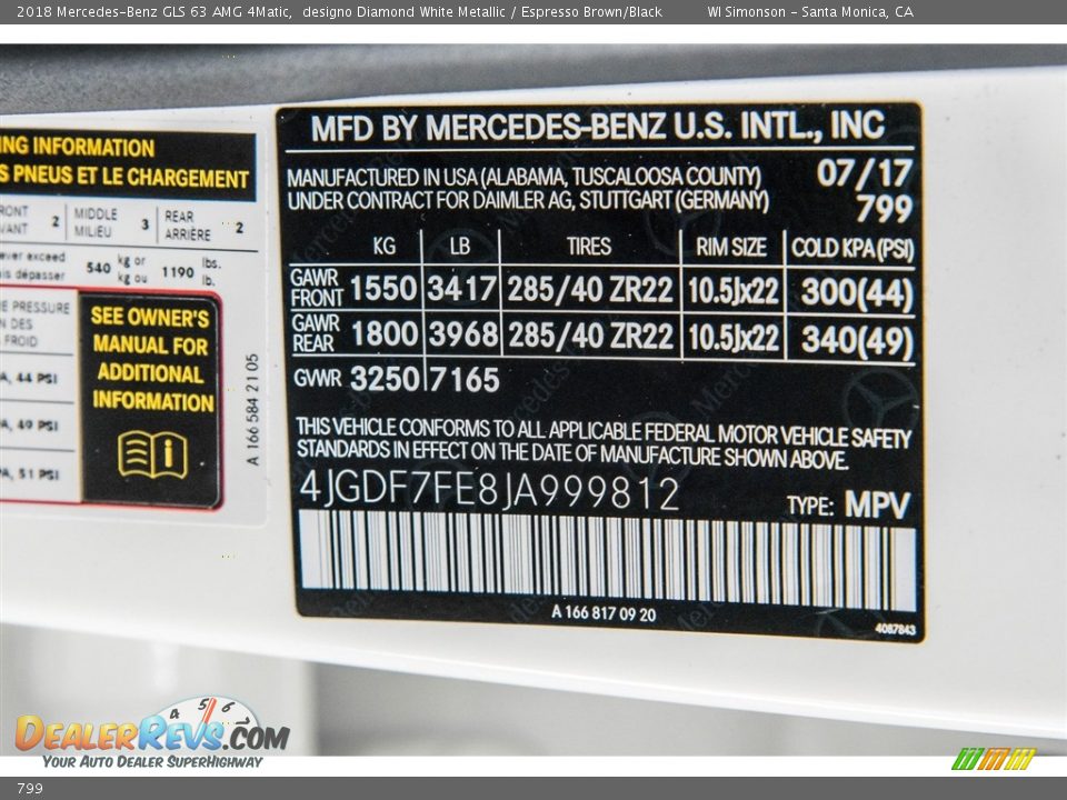 Mercedes-Benz Color Code 799 designo Diamond White Metallic