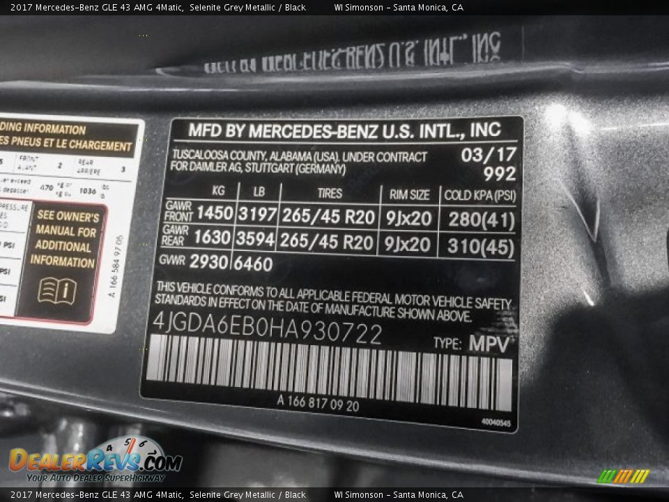 2017 Mercedes-Benz GLE 43 AMG 4Matic Selenite Grey Metallic / Black Photo #10