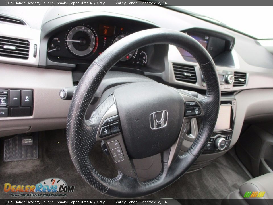2015 Honda Odyssey Touring Smoky Topaz Metallic / Gray Photo #14