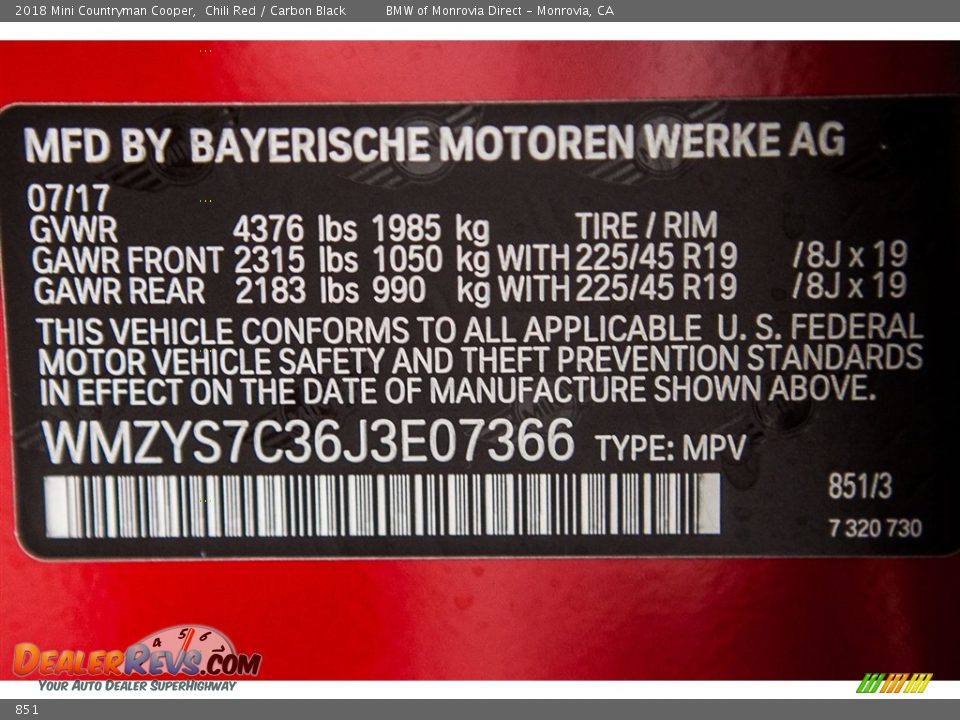 Mini Color Code 851 Chili Red