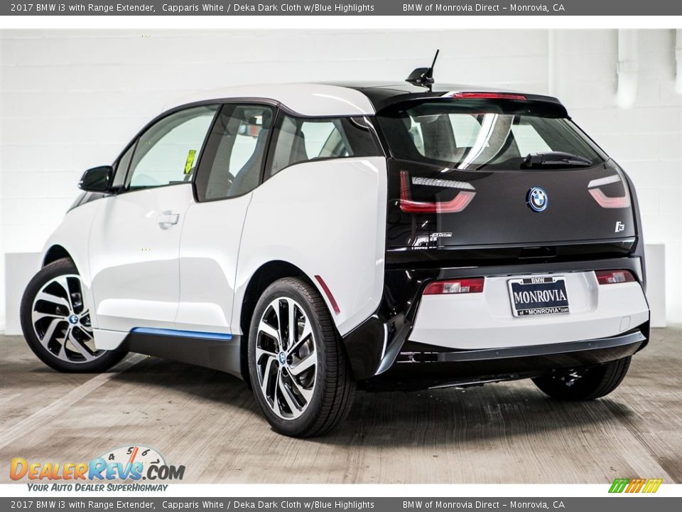 2017 BMW i3 with Range Extender Capparis White / Deka Dark Cloth w/Blue Highlights Photo #3