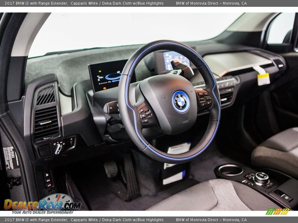 2017 BMW i3 with Range Extender Capparis White / Deka Dark Cloth w/Blue Highlights Photo #6