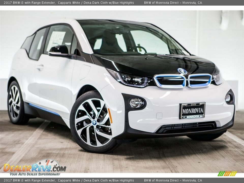 2017 BMW i3 with Range Extender Capparis White / Deka Dark Cloth w/Blue Highlights Photo #12