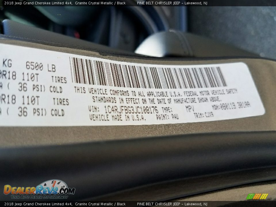 2018 Jeep Grand Cherokee Limited 4x4 Granite Crystal Metallic / Black Photo #9