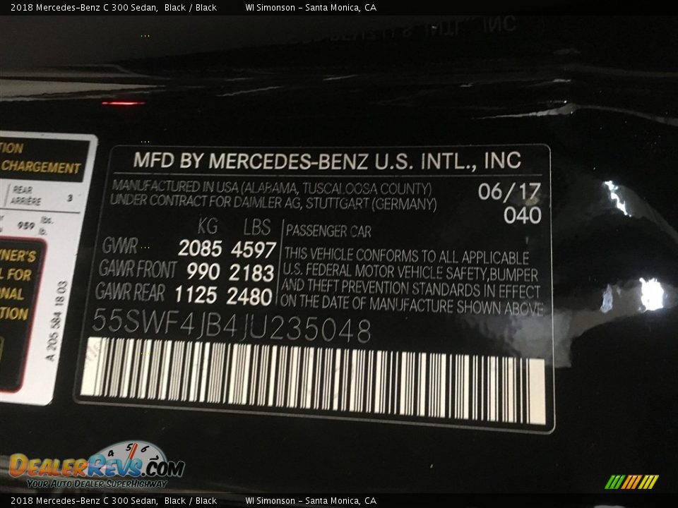 2018 Mercedes-Benz C 300 Sedan Black / Black Photo #10