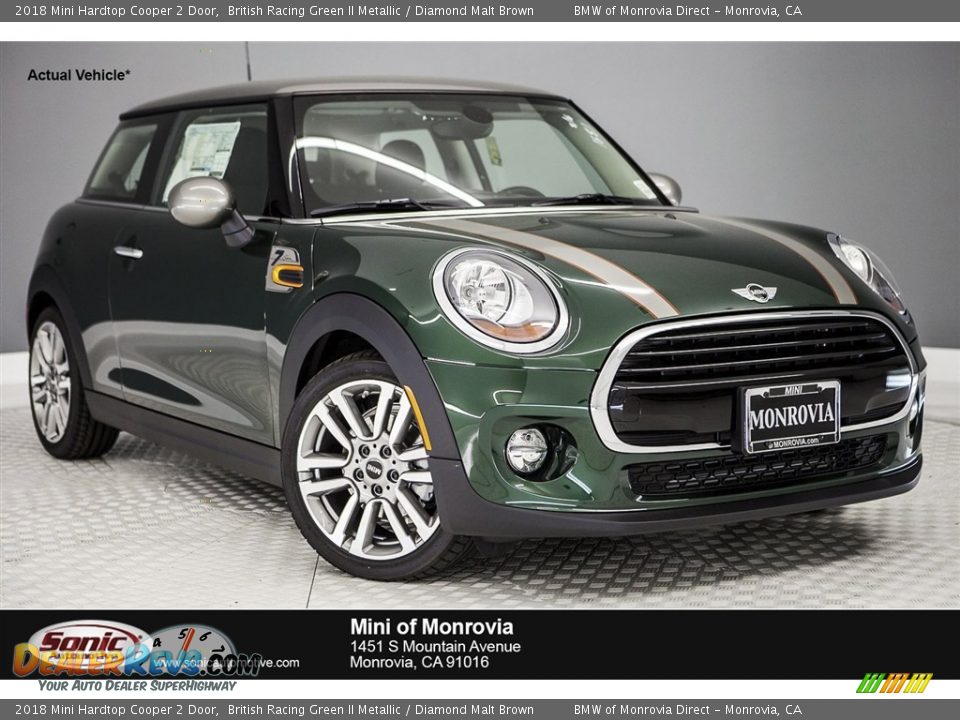 2018 Mini Hardtop Cooper 2 Door British Racing Green II Metallic / Diamond Malt Brown Photo #1