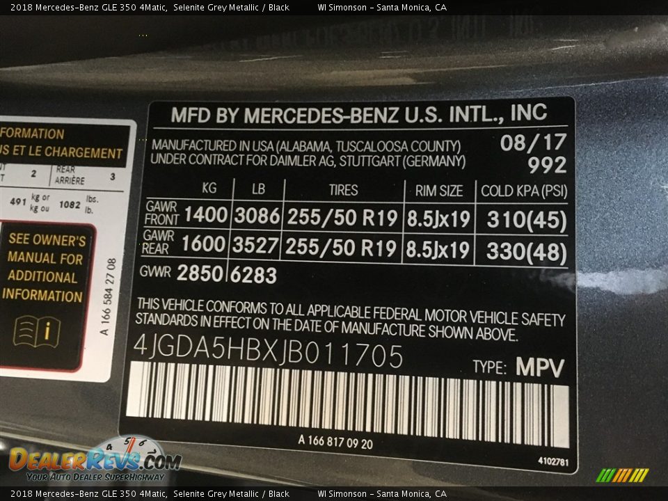 2018 Mercedes-Benz GLE 350 4Matic Selenite Grey Metallic / Black Photo #10