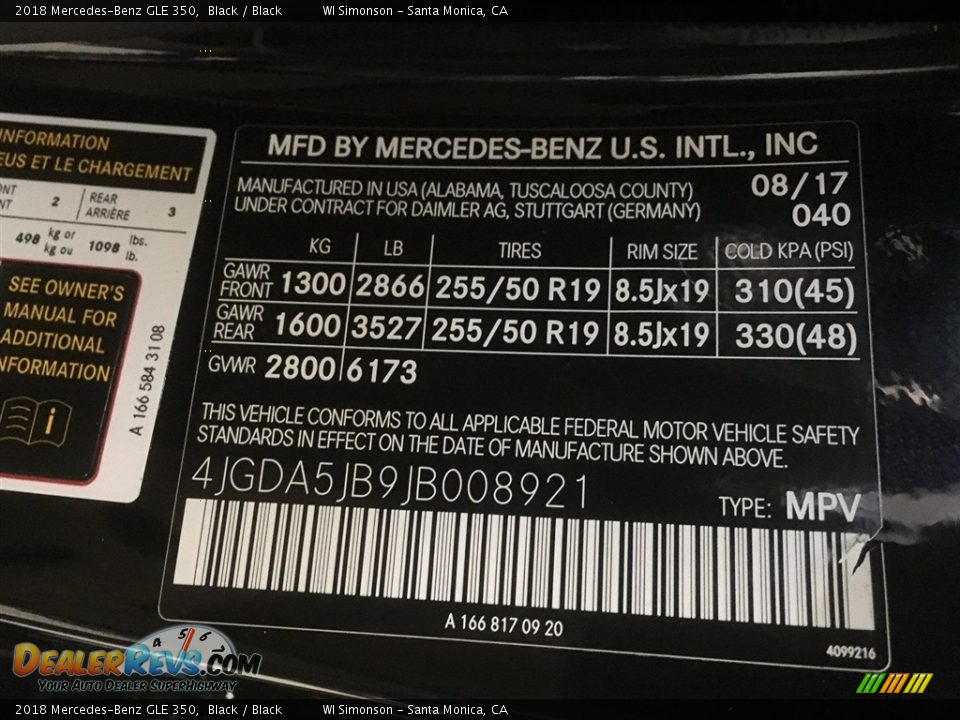 2018 Mercedes-Benz GLE 350 Black / Black Photo #10