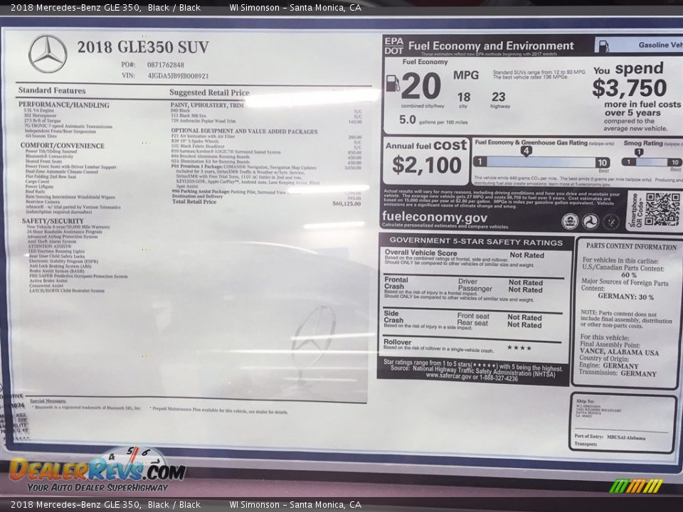 2018 Mercedes-Benz GLE 350 Black / Black Photo #11