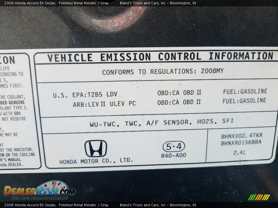 2008 Honda Accord EX Sedan Polished Metal Metallic / Gray Photo #34