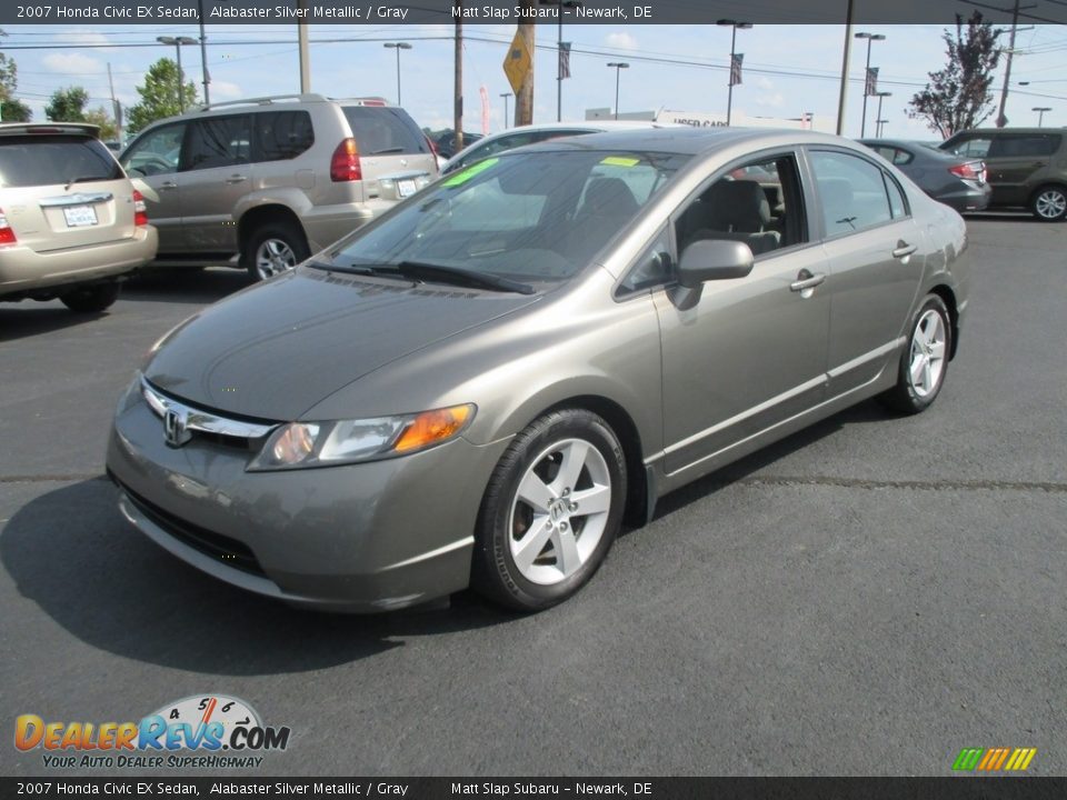 2007 Honda Civic EX Sedan Alabaster Silver Metallic / Gray Photo #2
