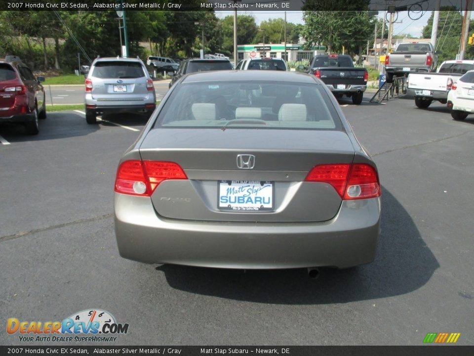 2007 Honda Civic EX Sedan Alabaster Silver Metallic / Gray Photo #7
