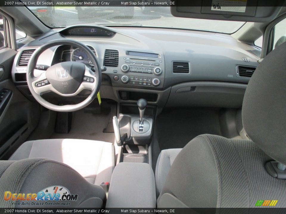 2007 Honda Civic EX Sedan Alabaster Silver Metallic / Gray Photo #25