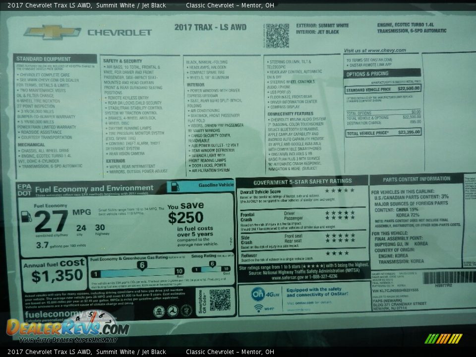 2017 Chevrolet Trax LS AWD Summit White / Jet Black Photo #6