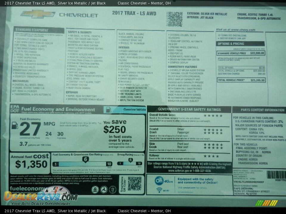 2017 Chevrolet Trax LS AWD Silver Ice Metallic / Jet Black Photo #6