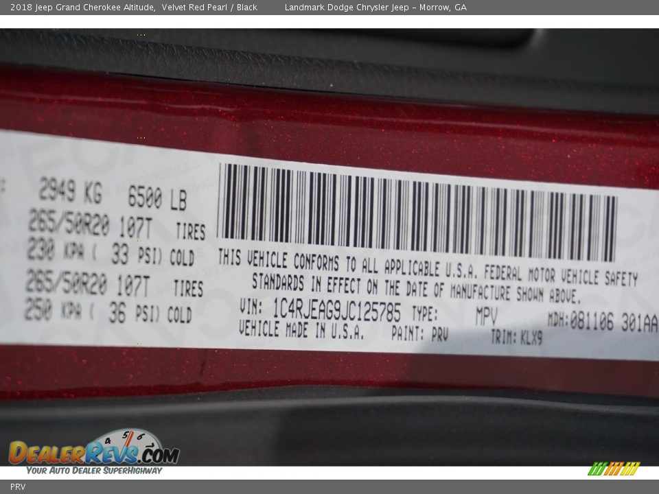 Jeep Color Code PRV Velvet Red Pearl