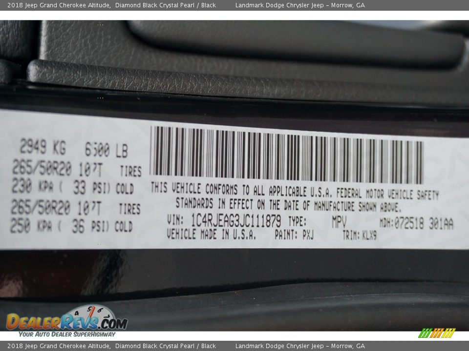 2018 Jeep Grand Cherokee Altitude Diamond Black Crystal Pearl / Black Photo #9